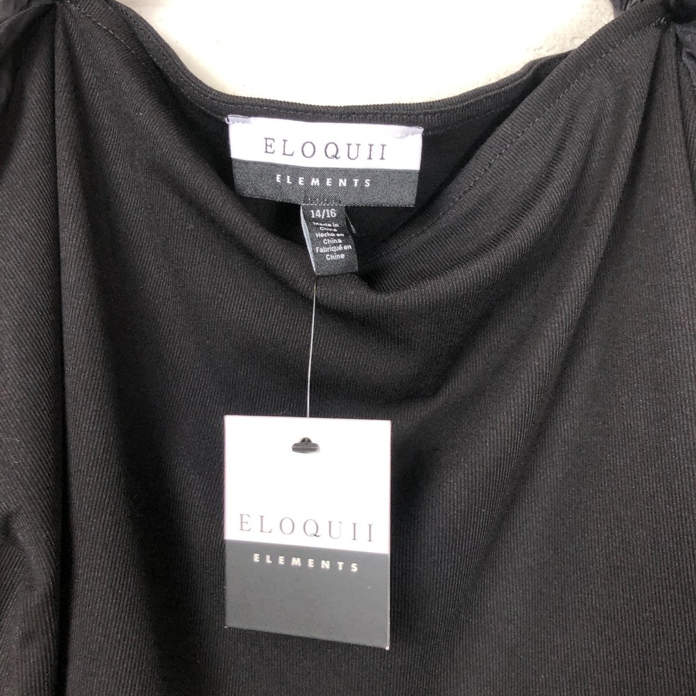 NEW Eloquii Womens Organza Balloon Sleeve Blouse Black Size 14/16 Whimsigoth - Picture 5 of 11